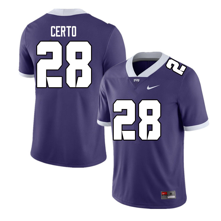 Men #28 Derek Certo TCU Horned Frogs College Football Jerseys Sale-Purple - Click Image to Close